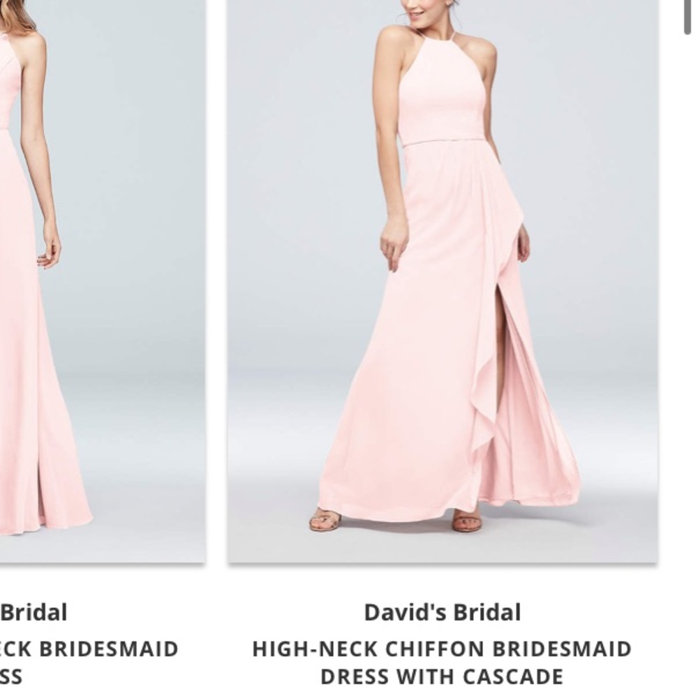 David’s Bridal high neck chiffon bridesmaid dress